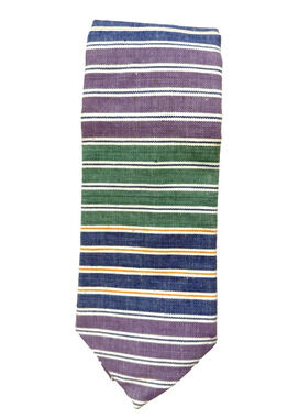 Vintage Rooster cotton tie Striped green purple blue white Preppy